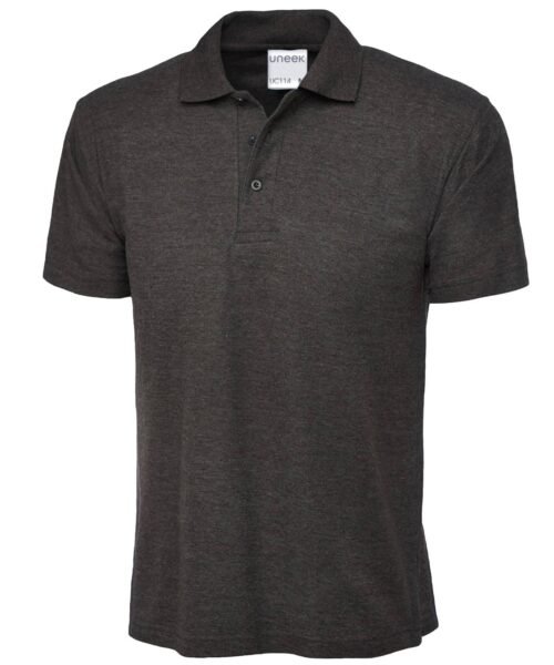 Mens Active Cotton Poloshirt - Charcoal, XS
