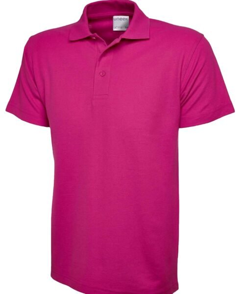 Mens Active Cotton Poloshirt - Hot Pink, XS