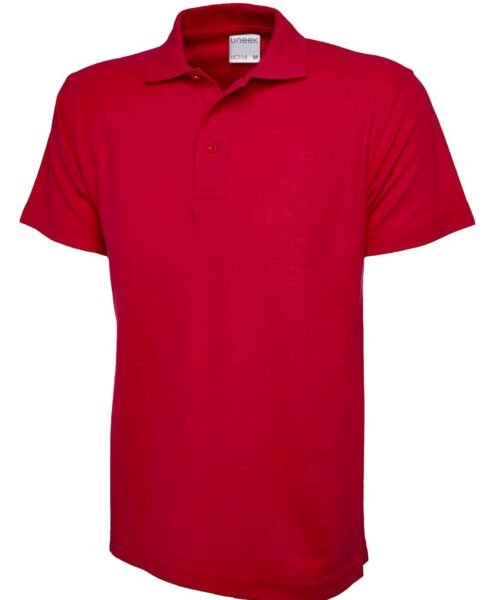 Mens Active Cotton Poloshirt - Red, XS