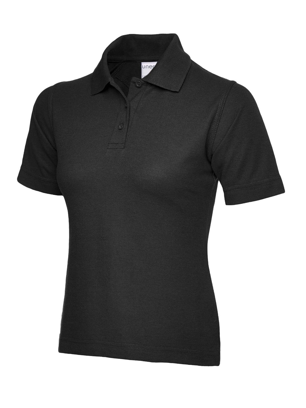 Ladies Active Cotton Poloshirt - Black, XS