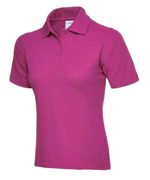 Ladies Active Cotton Poloshirt - Hot Pink, XS