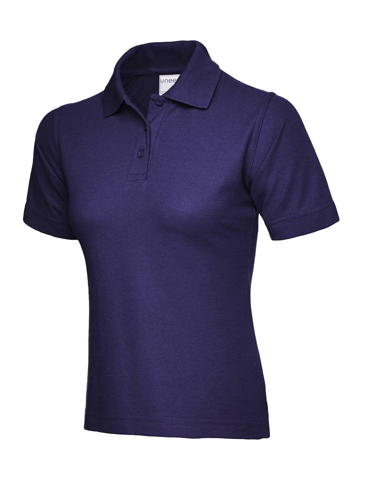 Ladies Active Cotton Poloshirt - Purple, XS