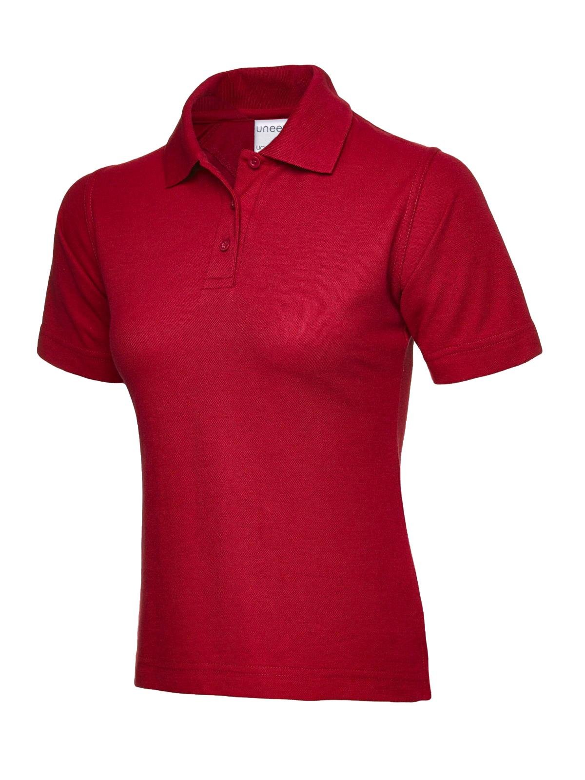 Ladies Active Cotton Poloshirt - Red, XS