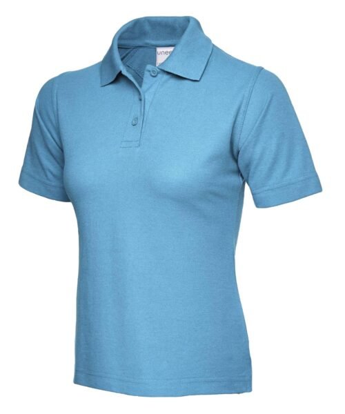 Ladies Active Cotton Poloshirt - Sky, XS