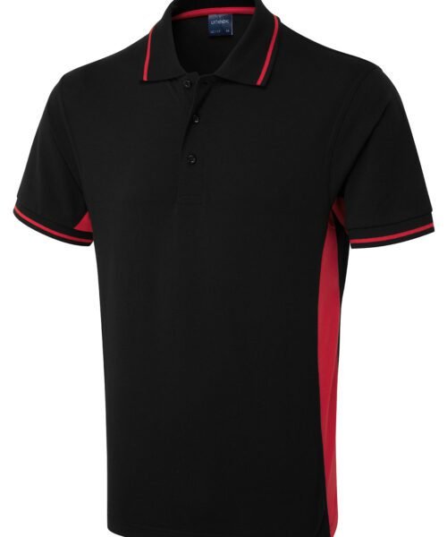 Two Tone Polo Shirt - Black/Red, XS