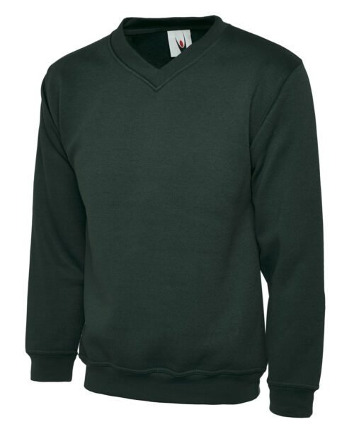 Classic V-Neck Sweatshirt - Bottle Green, XS