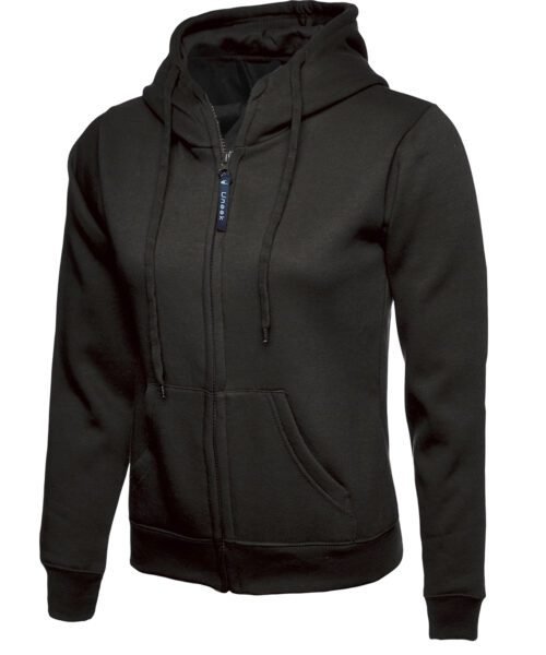 Ladies Classic Full Zip Hooded Sweatshirt - Black, XS