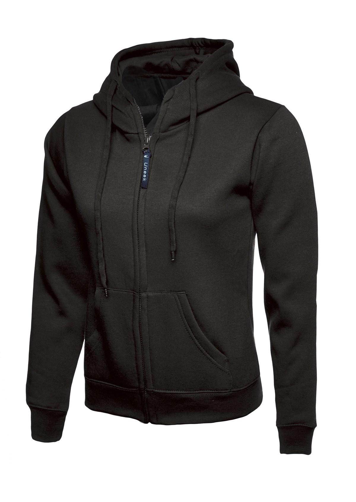 Ladies Classic Full Zip Hooded Sweatshirt - Black, XS
