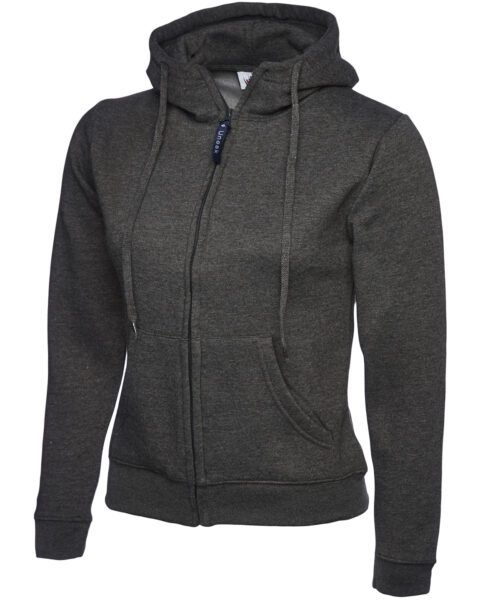 Ladies Classic Full Zip Hooded Sweatshirt - Charcoal, XS