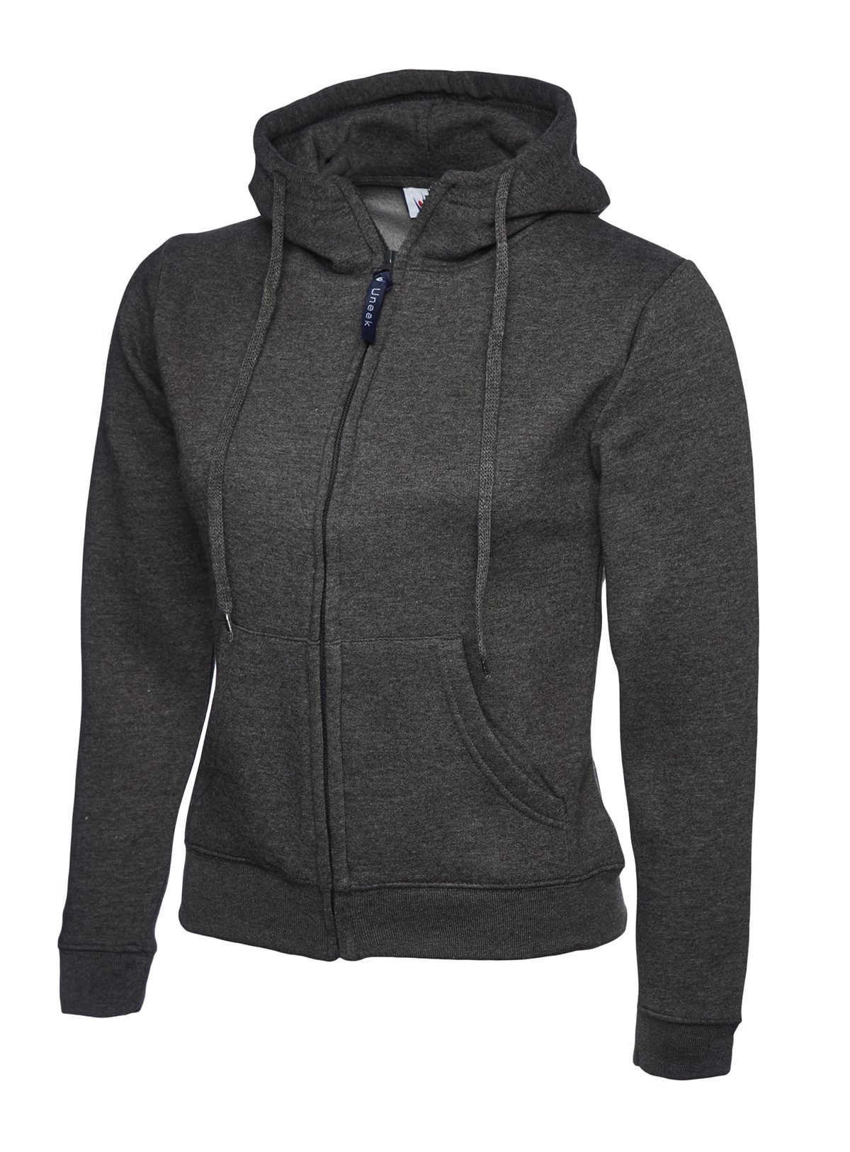 Ladies Classic Full Zip Hooded Sweatshirt - Charcoal, XS