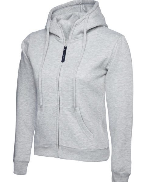 Ladies Classic Full Zip Hooded Sweatshirt - Heather Grey, XS