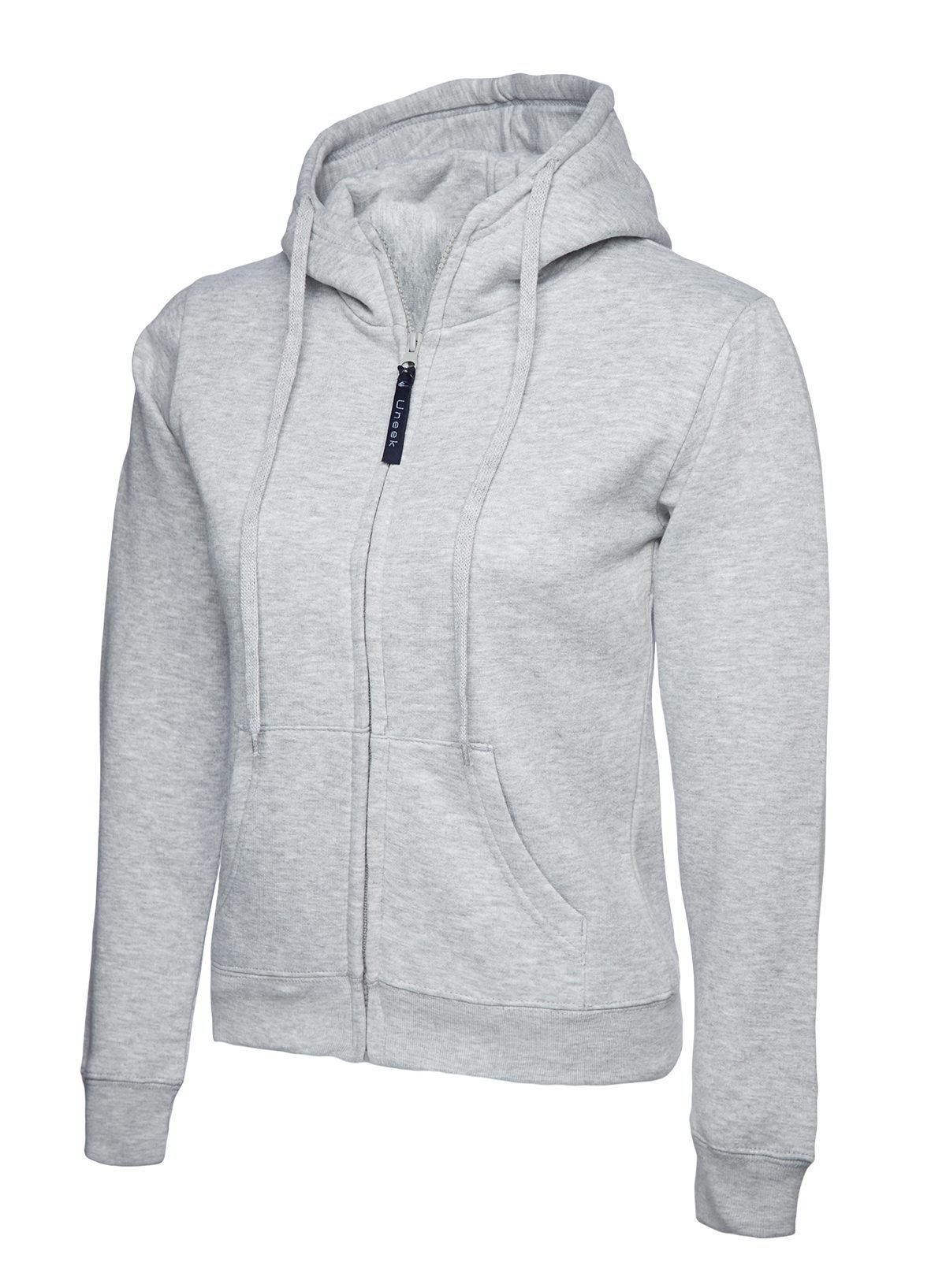 Ladies Classic Full Zip Hooded Sweatshirt - Heather Grey, XS