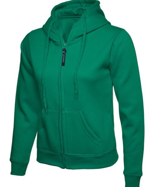 Ladies Classic Full Zip Hooded Sweatshirt - Kelly Green, XS