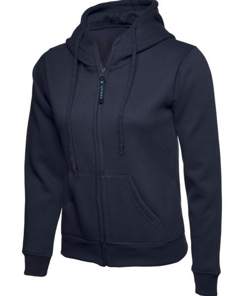 Ladies Classic Full Zip Hooded Sweatshirt - Navy, XS