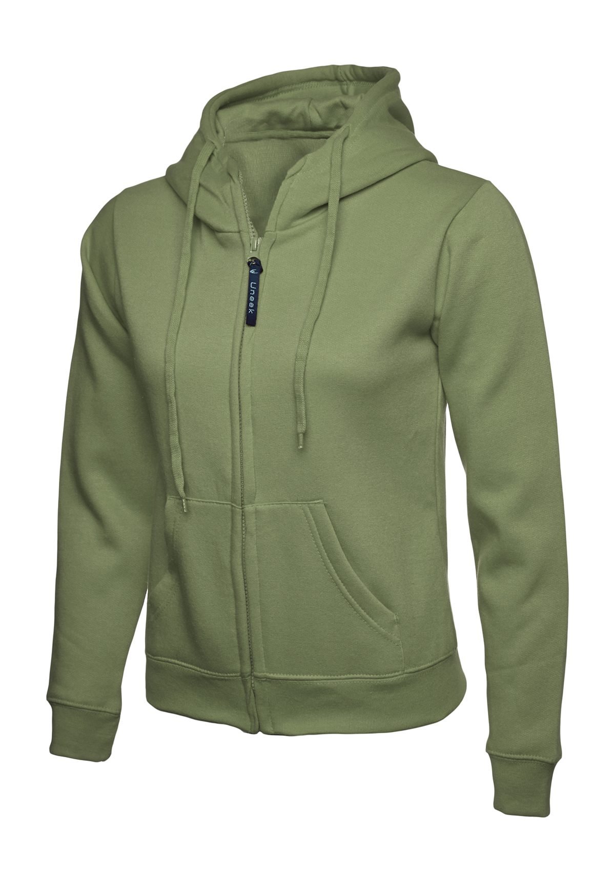 Ladies Classic Full Zip Hooded Sweatshirt - Olive, XS