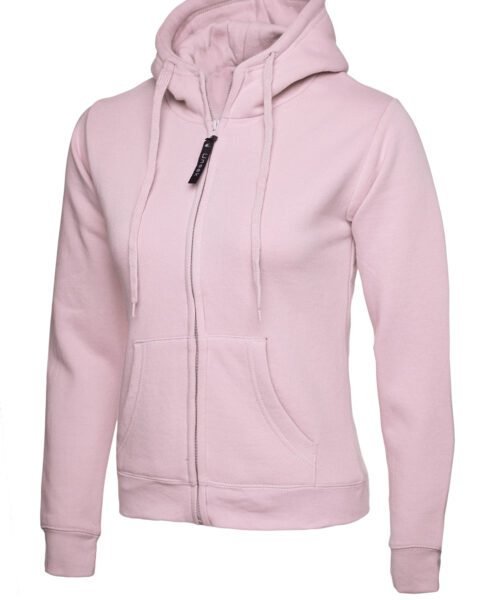 Ladies Classic Full Zip Hooded Sweatshirt - Pink, XS