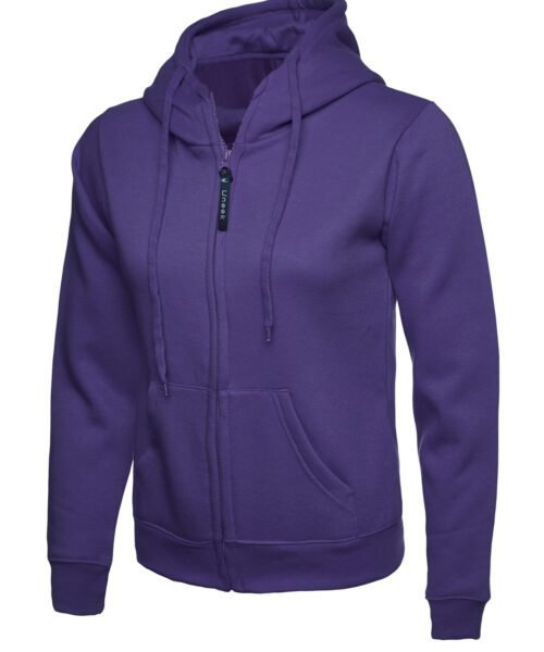 Ladies Classic Full Zip Hooded Sweatshirt - Purple, XS