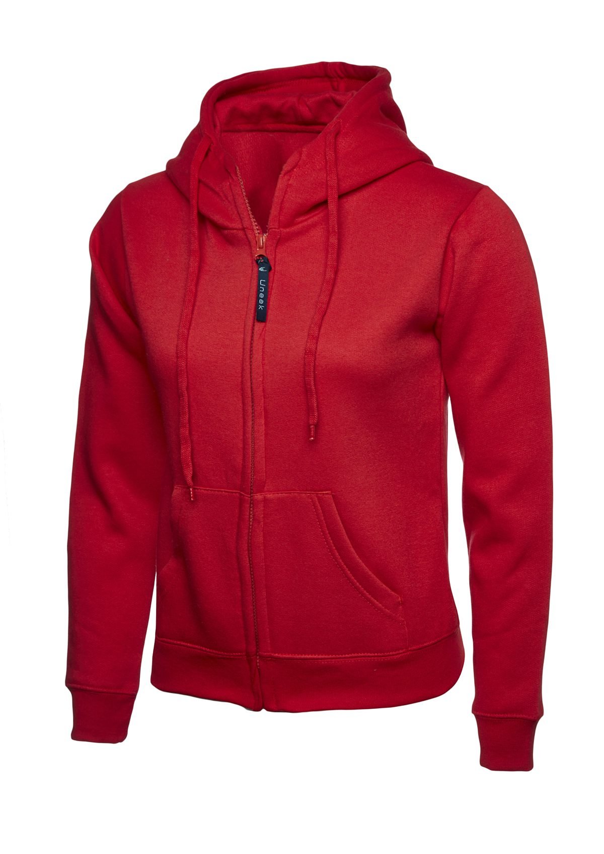Ladies Classic Full Zip Hooded Sweatshirt - Red, XS