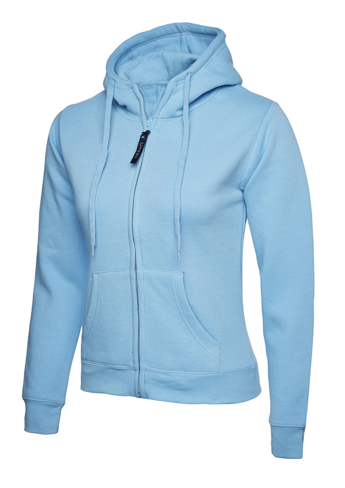 Ladies Classic Full Zip Hooded Sweatshirt - Sky, XS