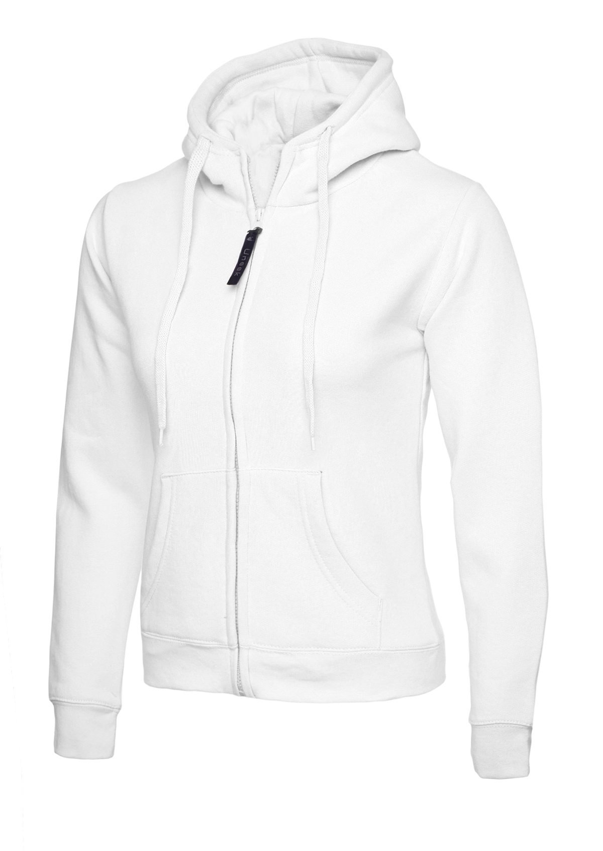 Ladies Classic Full Zip Hooded Sweatshirt - White, XS