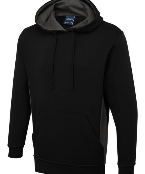 Two Tone Hooded Sweatshirt - Black/Charcoal, XS