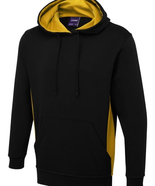 Two Tone Hooded Sweatshirt - Black/Yellow, XS