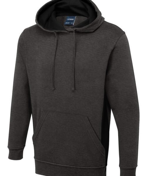Two Tone Hooded Sweatshirt - Charcoal/Black, XS