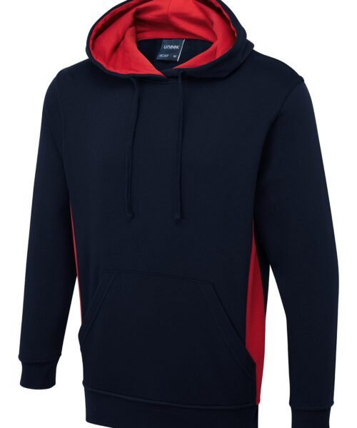 Two Tone Hooded Sweatshirt - Navy/Red, XS