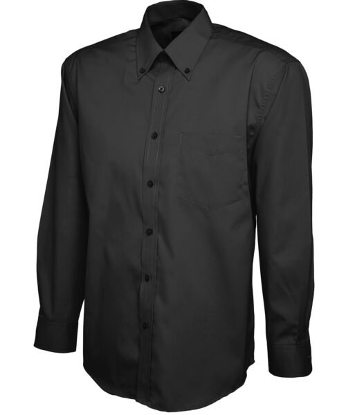 Mens Pinpoint Oxford Full Sleeve Shirt - Black, 14.5