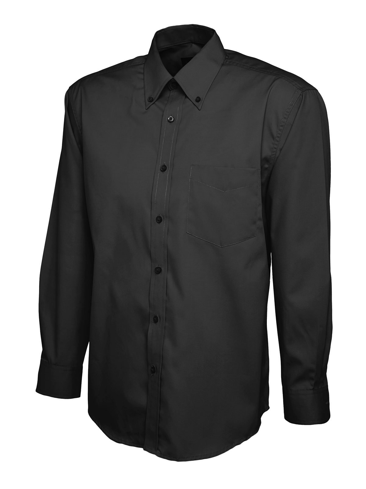 Mens Pinpoint Oxford Full Sleeve Shirt - Black, 14.5