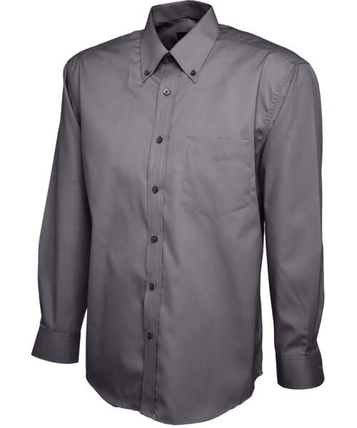 Mens Pinpoint Oxford Full Sleeve Shirt - Charcoal, 14.5