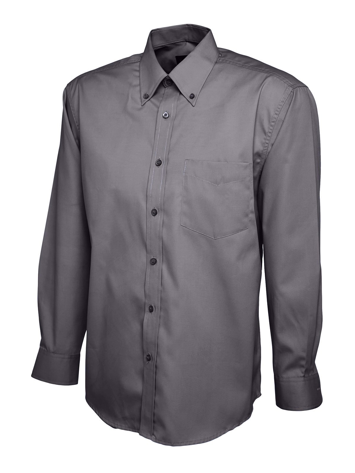 Mens Pinpoint Oxford Full Sleeve Shirt - Charcoal, 14.5