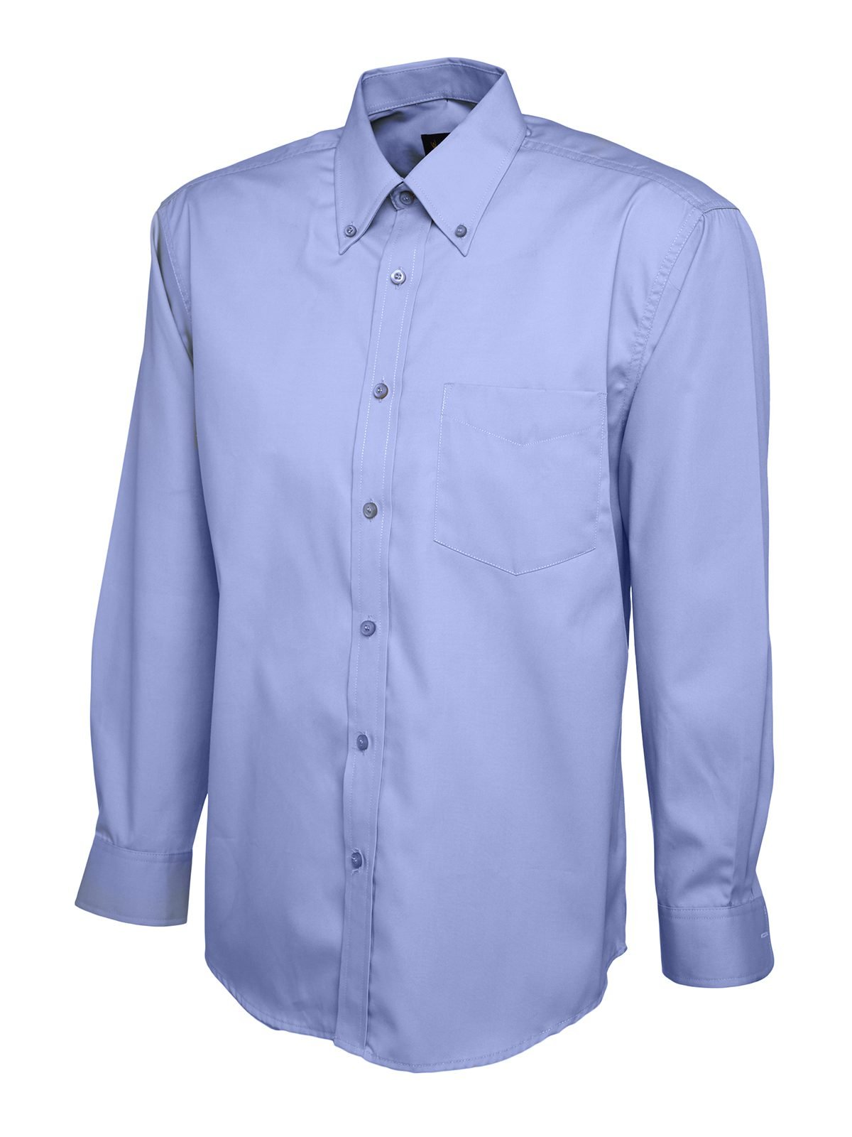 Mens Pinpoint Oxford Full Sleeve Shirt - Mid Blue, 14.5
