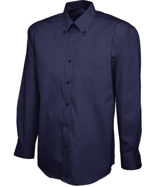 Mens Pinpoint Oxford Full Sleeve Shirt - Navy, 14.5