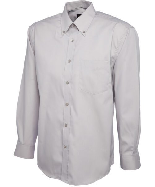 Mens Pinpoint Oxford Full Sleeve Shirt - Silver Grey, 14.5
