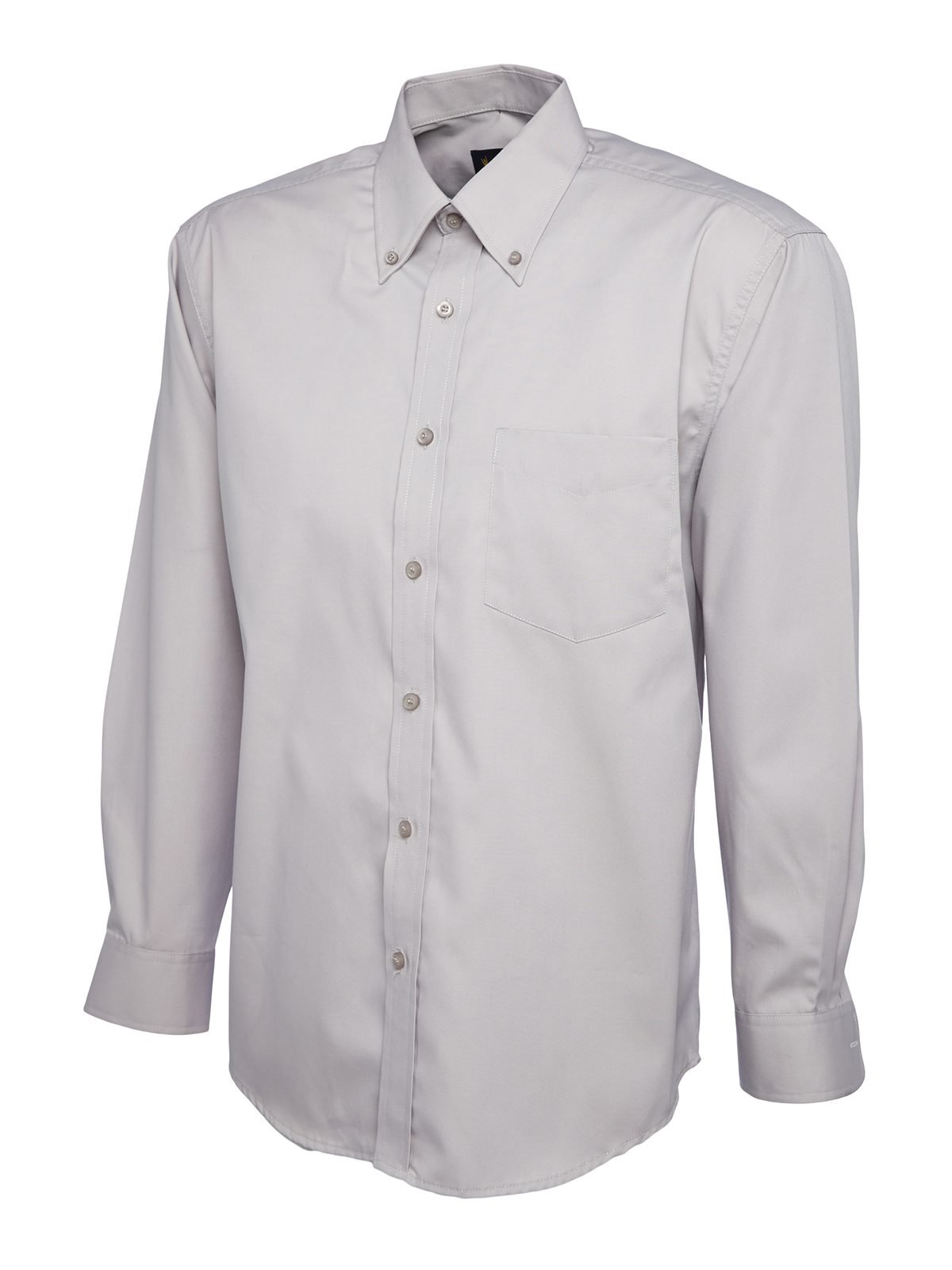 Mens Pinpoint Oxford Full Sleeve Shirt - Silver Grey, 14.5