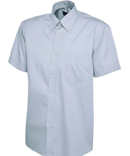 Mens Pinpoint Oxford Half Sleeve Shirt - Light Blue, 14.5