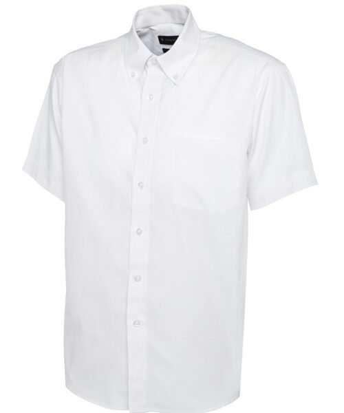 Mens Pinpoint Oxford Half Sleeve Shirt - White, 14.5