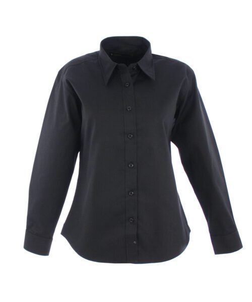 Ladies Pinpoint Oxford Full Sleeve Shirt - Black, XS