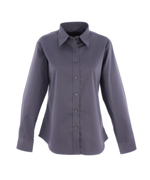Ladies Pinpoint Oxford Full Sleeve Shirt - Charcoal, XS