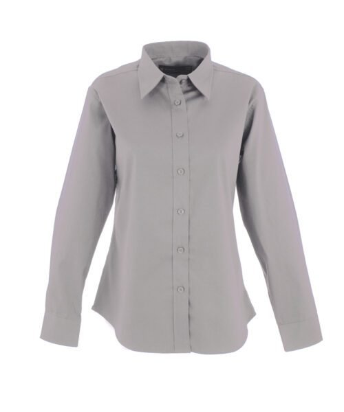 Ladies Pinpoint Oxford Full Sleeve Shirt - Silver Grey, XS