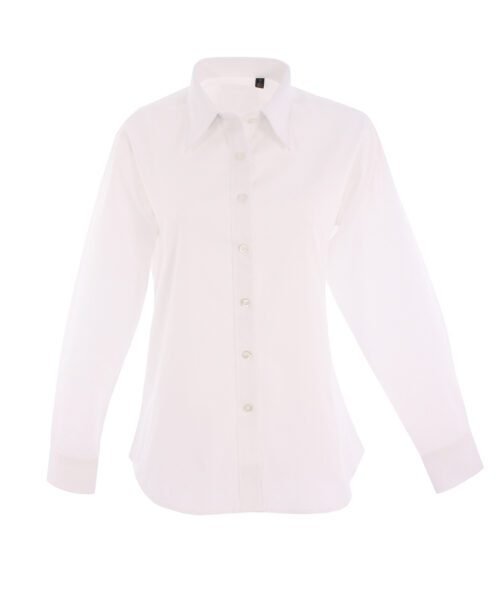 Ladies Pinpoint Oxford Full Sleeve Shirt - White, XS
