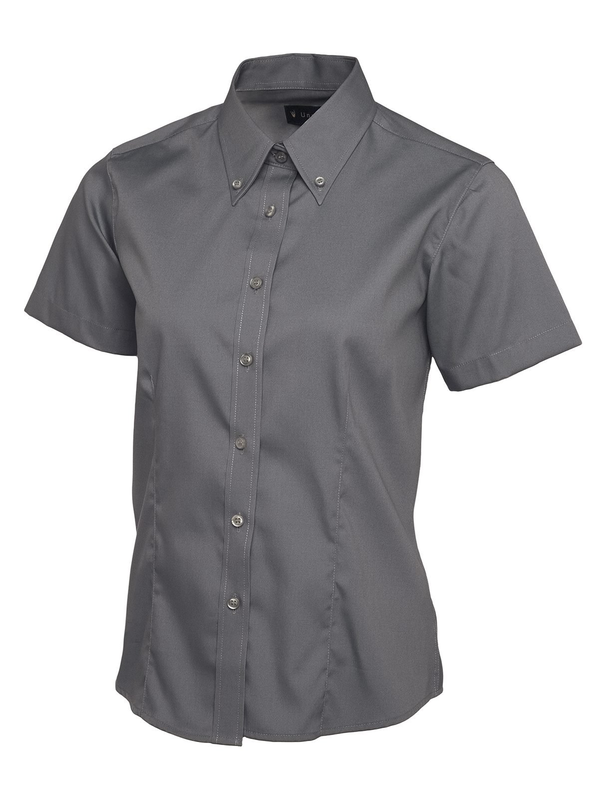 Ladies Pinpoint Oxford Half Sleeve Shirt - Charcoal, XS
