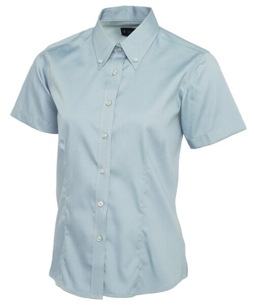 Ladies Pinpoint Oxford Half Sleeve Shirt - Light Blue, XS