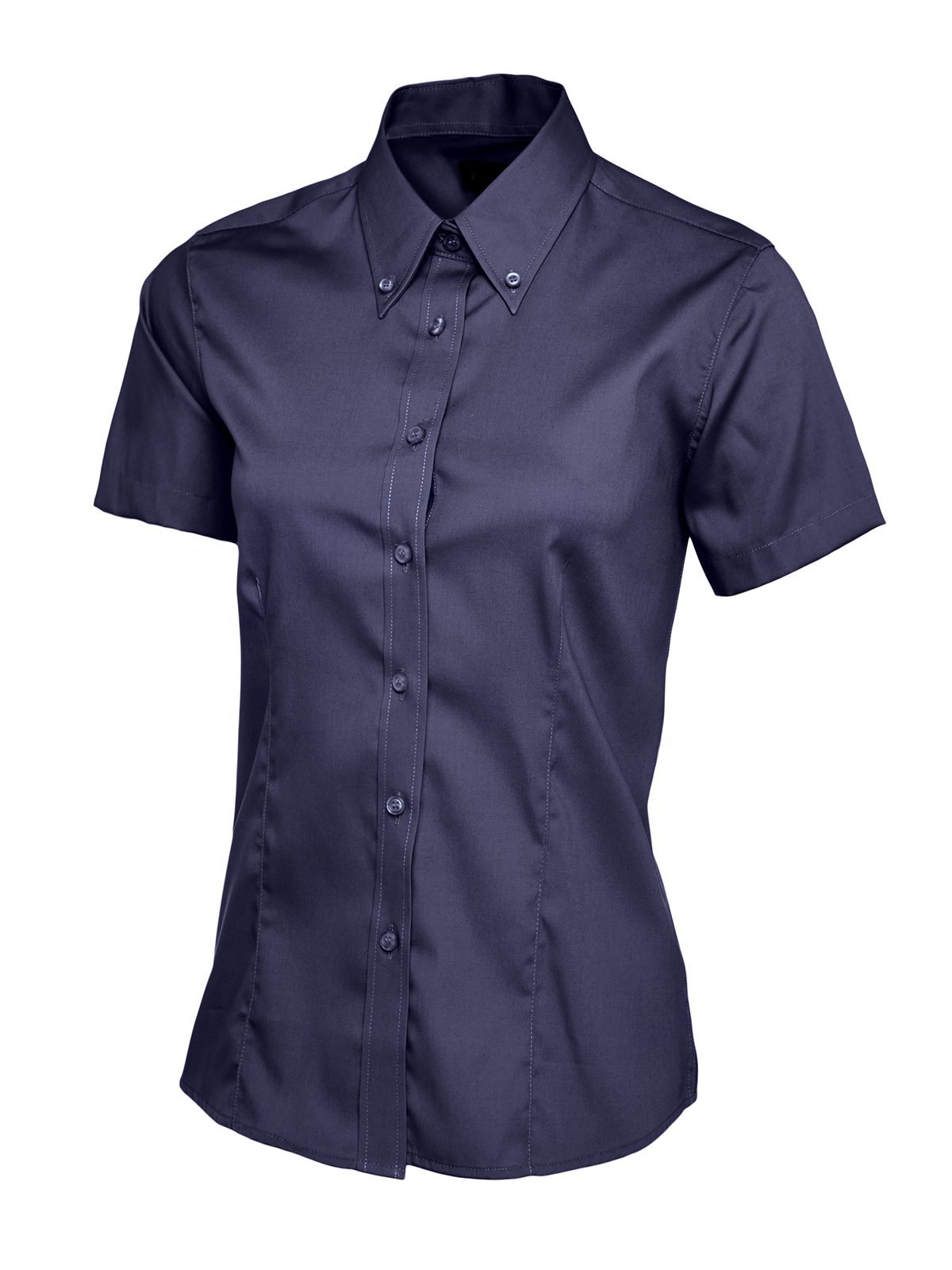 Ladies Pinpoint Oxford Half Sleeve Shirt - Navy, XS