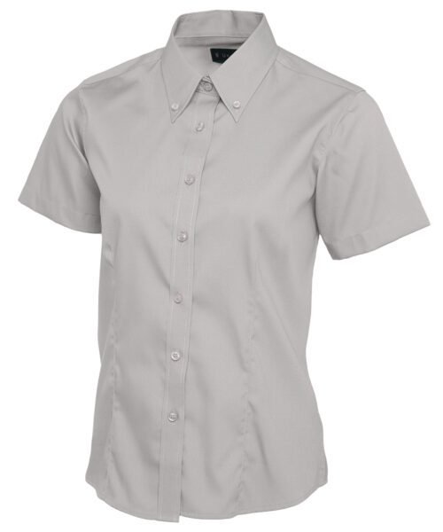 Ladies Pinpoint Oxford Half Sleeve Shirt - Silver Grey, XS