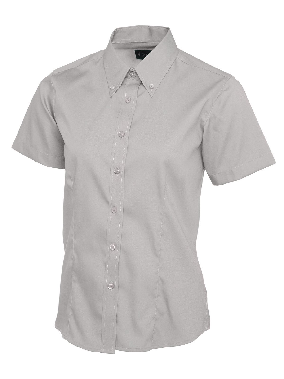 Ladies Pinpoint Oxford Half Sleeve Shirt - Silver Grey, XS