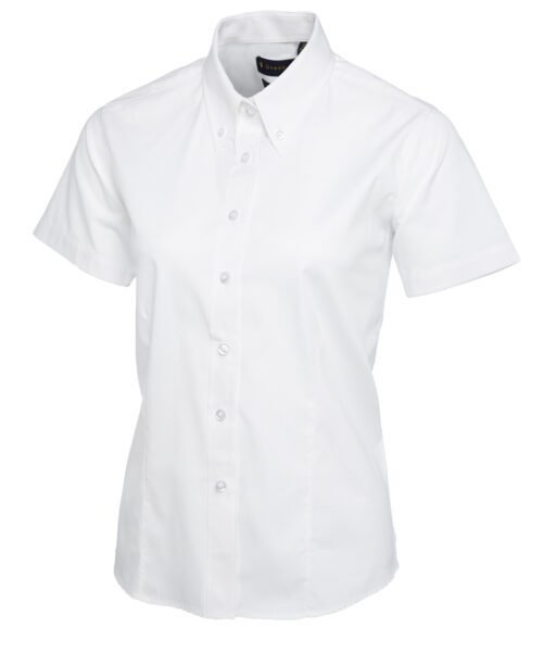 Ladies Pinpoint Oxford Half Sleeve Shirt - White, XS