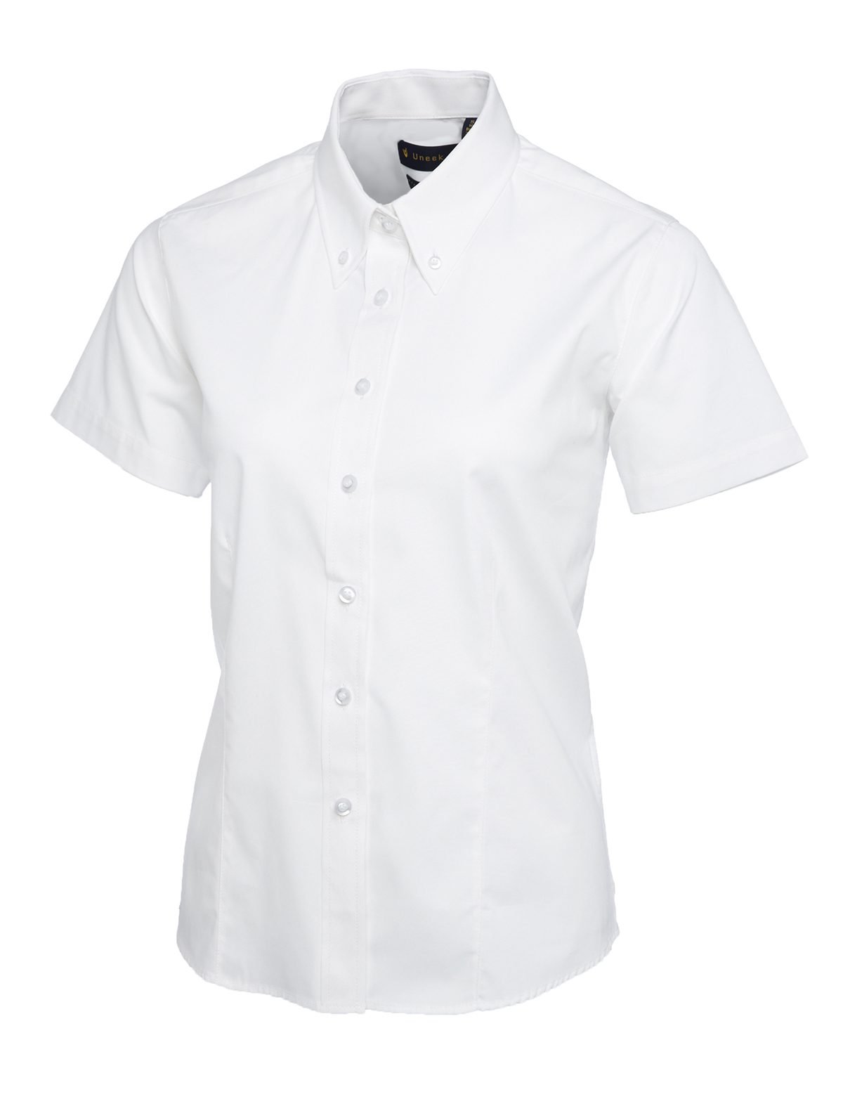 Ladies Pinpoint Oxford Half Sleeve Shirt - White, XS