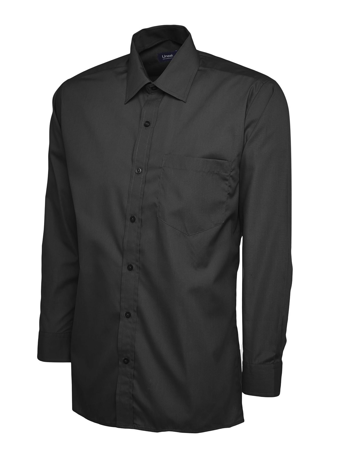 Mens Poplin Full Sleeve Shirt - Black, 14.5